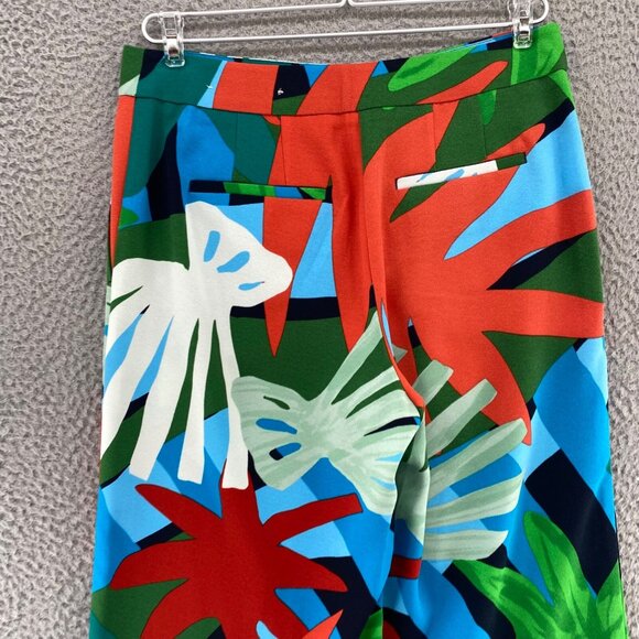 Ann Taylor Pants Women 2 Multicolor Tropical Floral Wide Leg Cropped Capri Beach - Picture 4 of 11